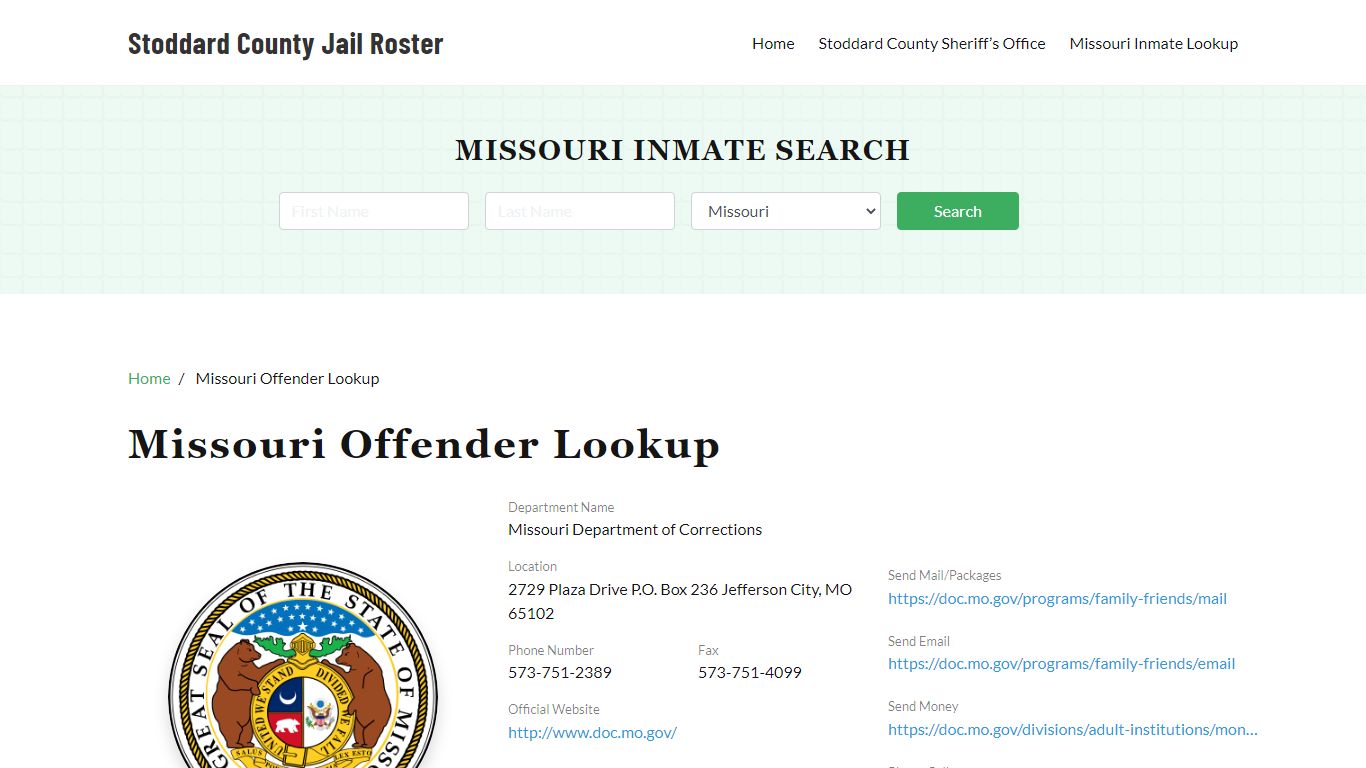 Missouri Inmate Search, Jail Rosters - Stoddard County Jail