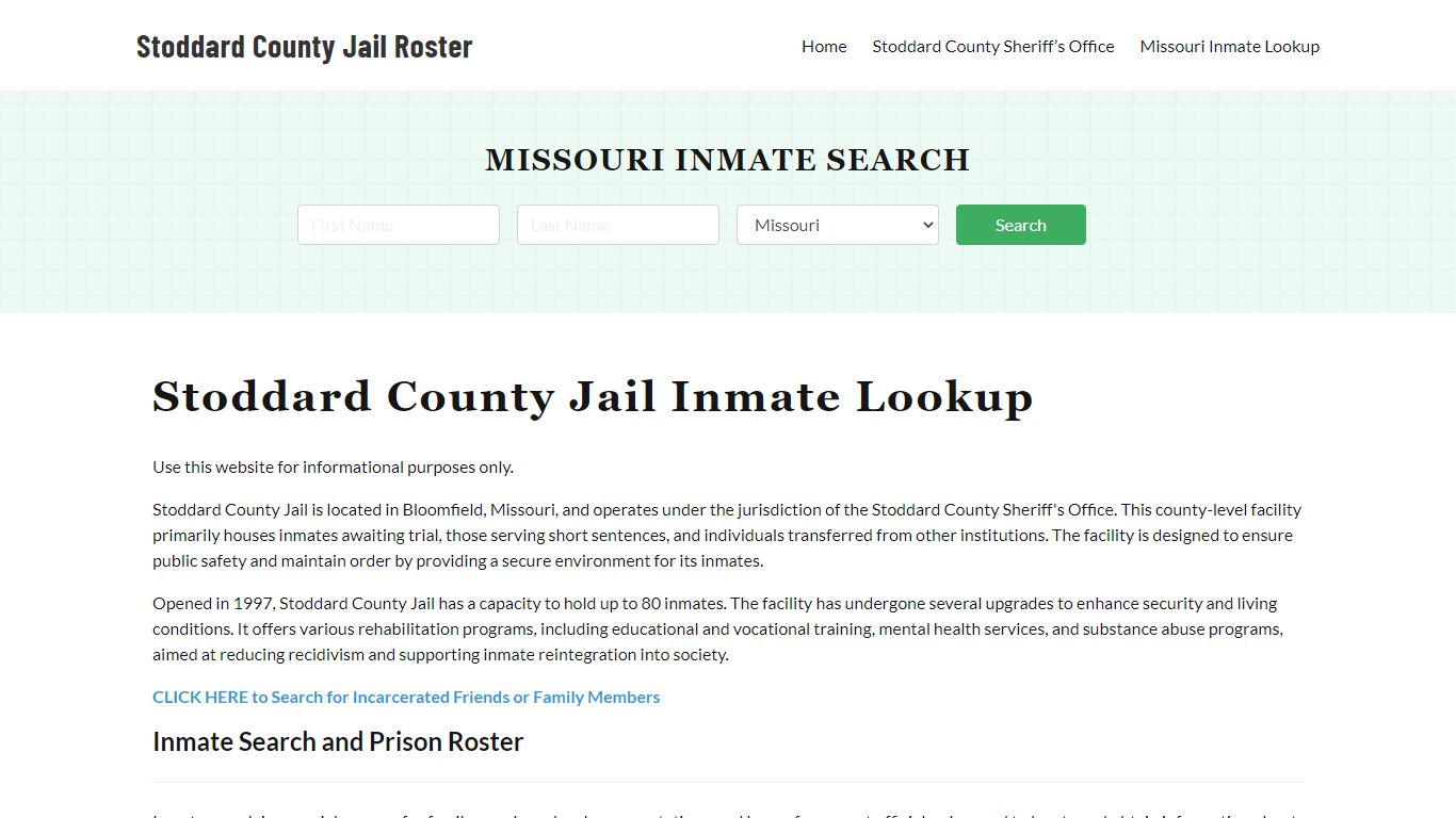 Stoddard County Jail Roster Lookup, MO, Inmate Search