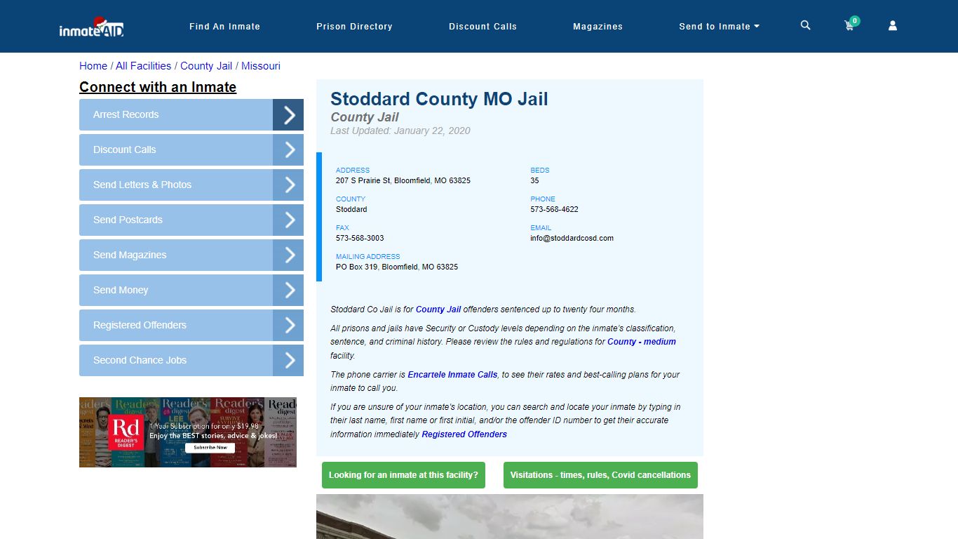 Stoddard County MO Jail - Inmate Locator - Bloomfield, MO